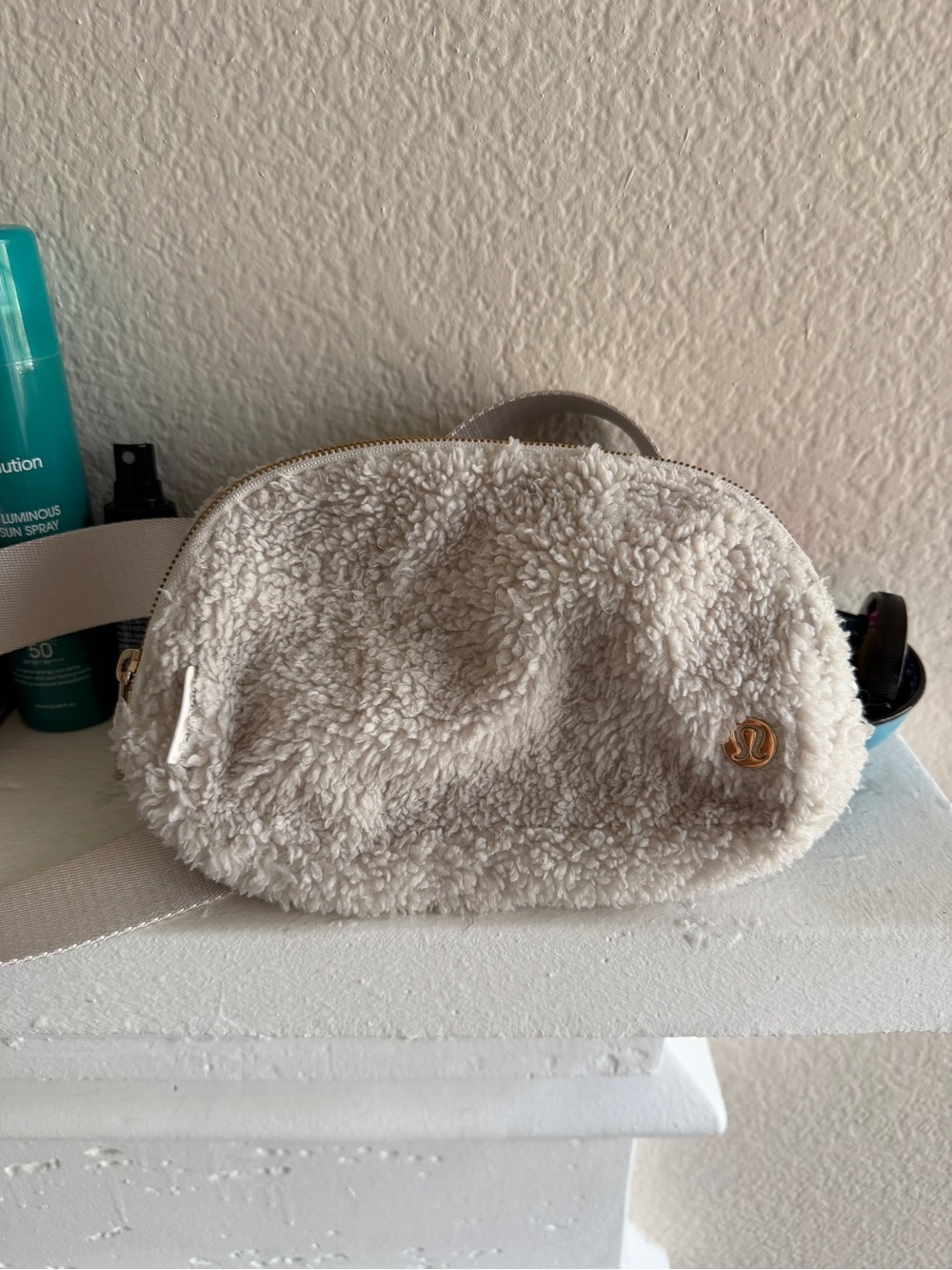 lululemon athletica Cream Sherpa Crossbody Belt Bag